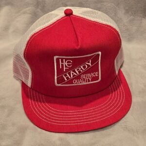 Vintage Hardy Service‎ Quality Red White Trucker Hat Snapback Mesh Cap